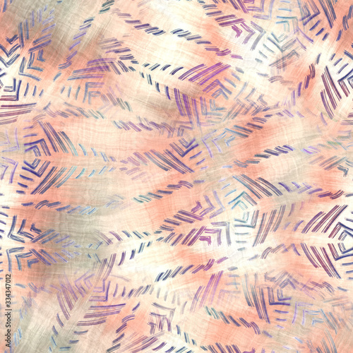 Seamless purple and peach ombre fade painterly watercolor wash grungy random ethnic tribal boho pattern graphic design. Seamless repeat raster jpg pattern swatch.
