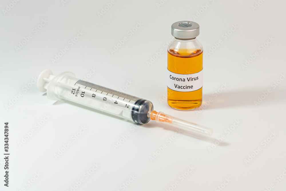 Coronavirus vaccine bottles and syringe injection for COVID-19 prevention Coronavirus vaccine bottles and syringe injection for COVID-19 prevention