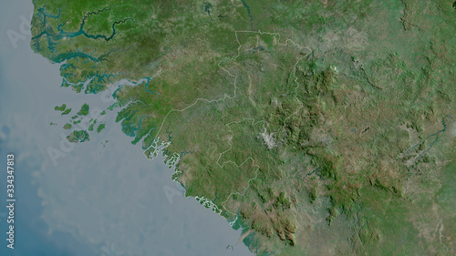 Boké, Guinea - outlined. Satellite