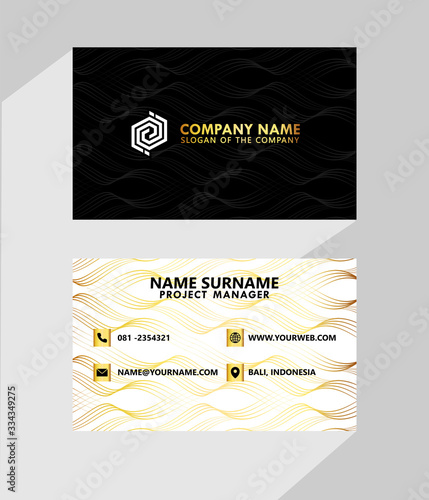 Business name card luxury with modern black white gold