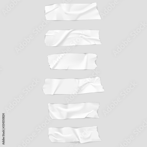 Realistic adhesive tape collection. Sticky scotch tape of different sizes. Vector illustration.