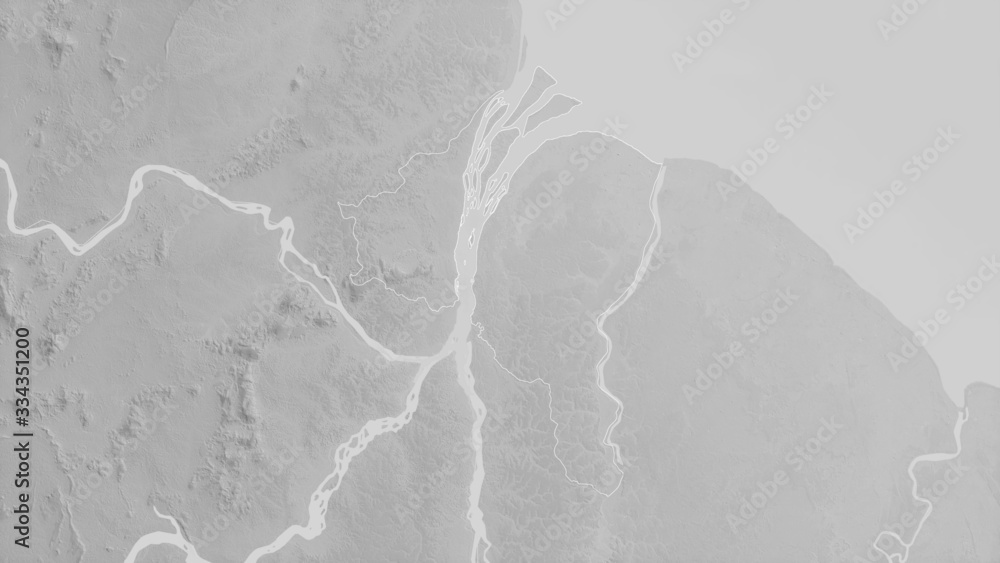 Fototapeta premium Essequibo Islands-West Demerara, Guyana - outlined. Grayscale