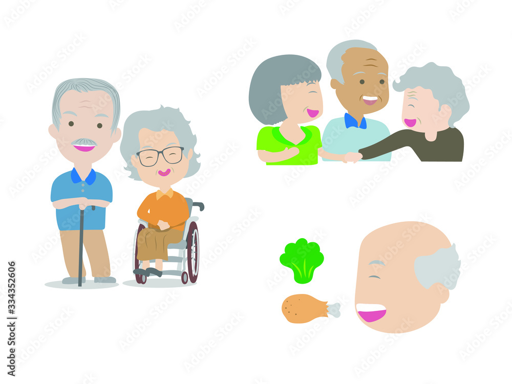 Happy and healthy elderly in different posture Happy and healthy elderly in different posture