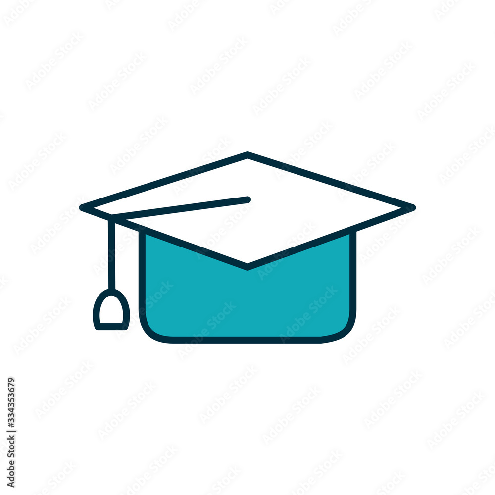 graduation cap icon, half line half color style graduation cap icon, half line half color style