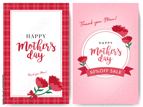 Happy Mothers day greeting card with carnation