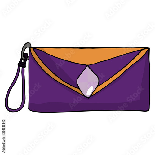 Women's hand drawn bag. Fashionable and glamorous clutch