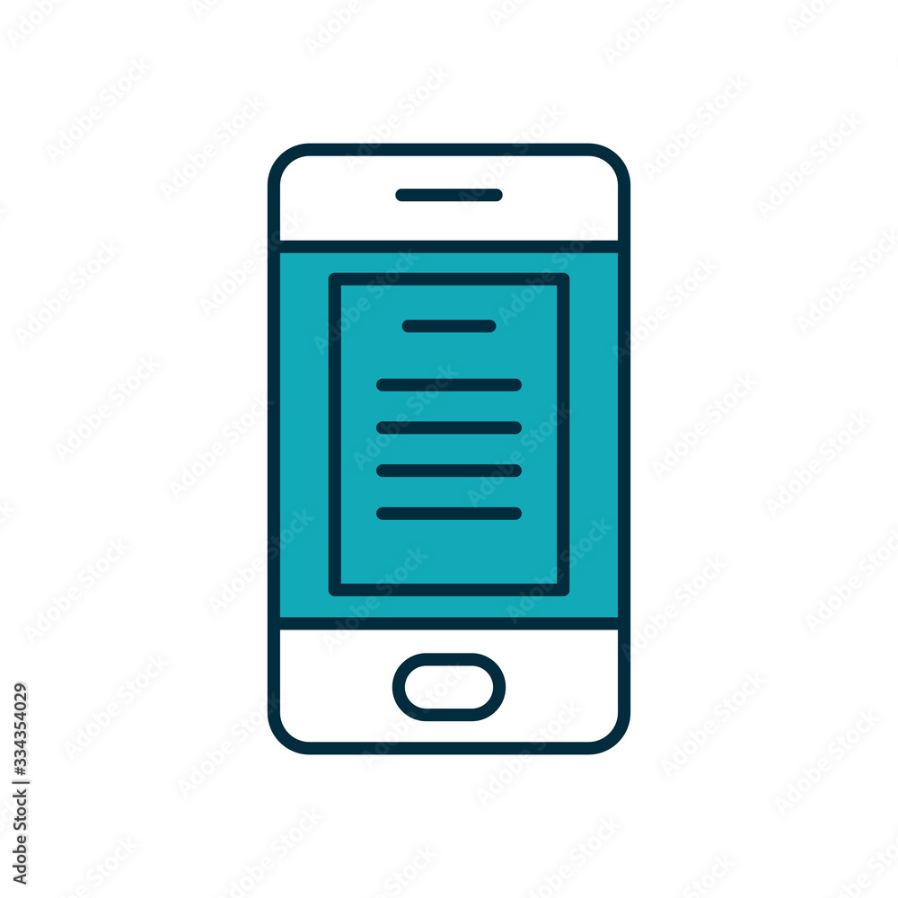 smartphone with education page icon, half line half color style smartphone with education page icon, half line half color style