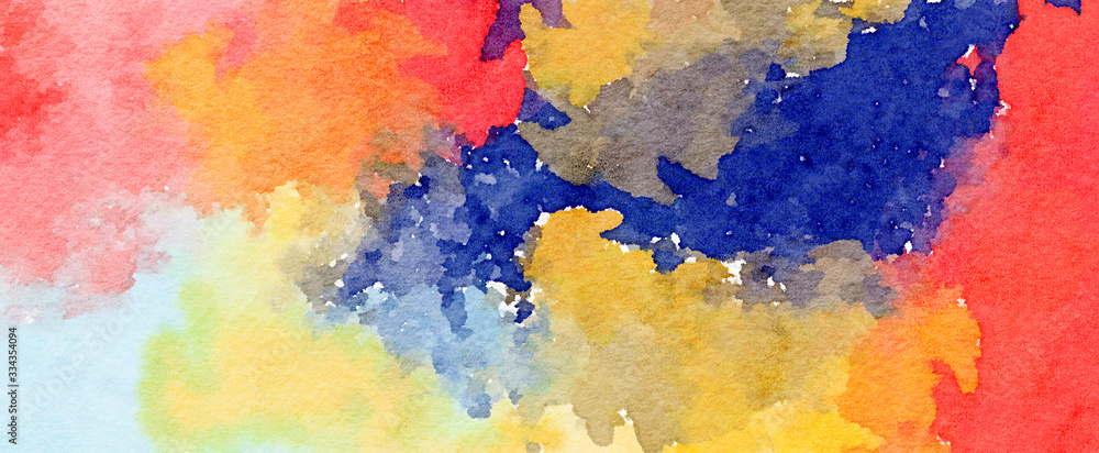 Abstract watercolor on white background.The color splashing on the paper.It is a hand drawn. - Illustration	