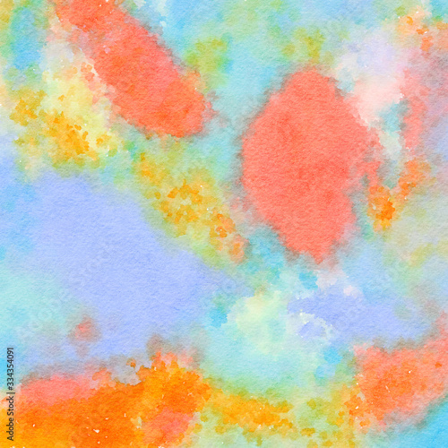 Abstract watercolor on white background.The color splashing on the paper.It is a hand drawn. - Illustration  © arinee