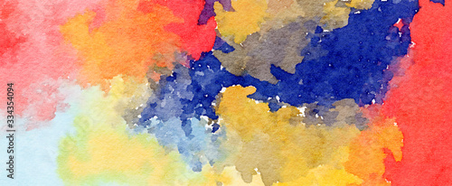 Abstract watercolor on white background.The color splashing on the paper.It is a hand drawn. - Illustration  © arinee