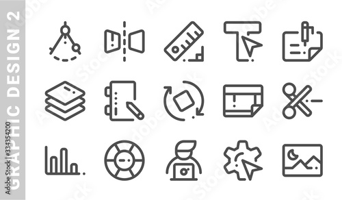 graphic design 2 icon set. Outline Style. each made in 64x64 pixel