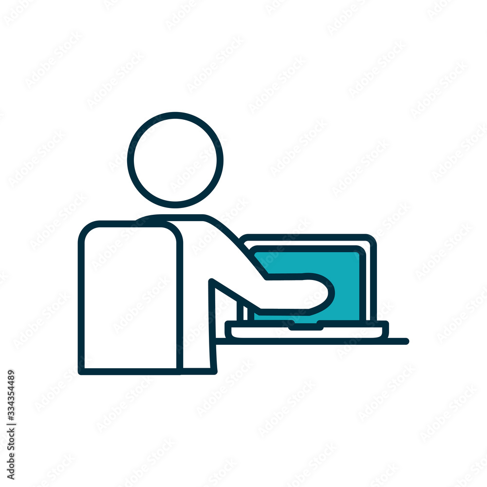 avatar student with laptop computer icon, half line half color style avatar student with laptop computer icon, half line half color style