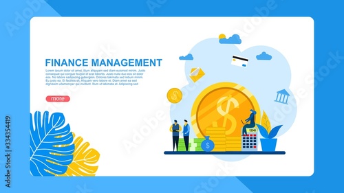 Website or landing page of finance or financial management with Tiny People Character Concept Vector Illustration, Suitable For web landing page,Wallpaper, Background,banner,Book Illustration.
