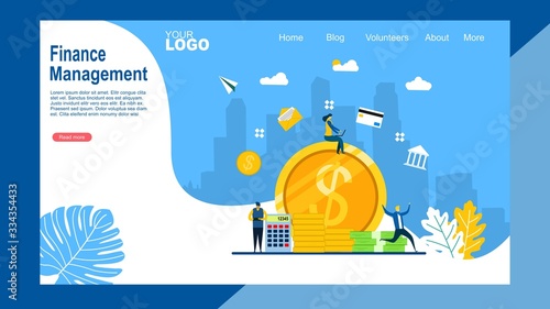 Website or landing page of finance or financial management with Tiny People Character Concept Vector Illustration, Suitable For web landing page,Wallpaper, Background,banner,Book Illustration.