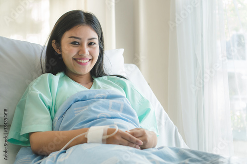 Принти на полотні Patient happy after ill and have a health insurance