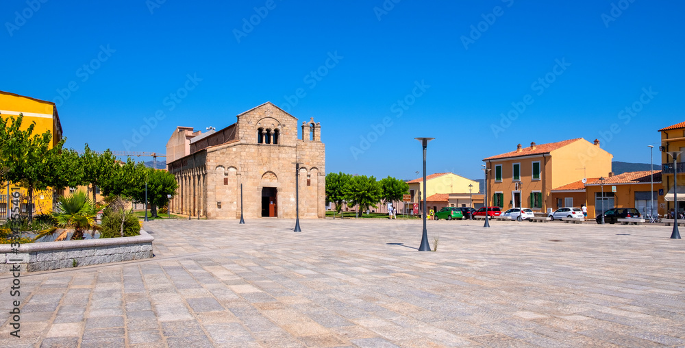 Olbia, Italy - XI century medieval Basilica of St. Simplicio - Basilica San Simplicio - at the Piazza San Simplicio square in the historic old town quarter
