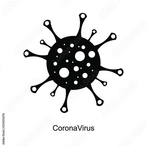 Coronavirus 2019-nCoV. Corona virus icon. Black on white background isolated. pathogen respiratory infection ( flu outbreak). influenza pandemic. virion of Corona-virus. Vector