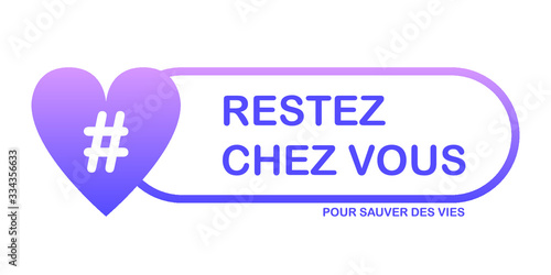 Logo Restez chez vous pour sauver des vies - Coeur - Hashtag - Dégradé Magenta/Violet