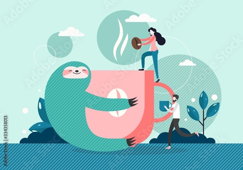 Morning coffee, vector flat style design illustration