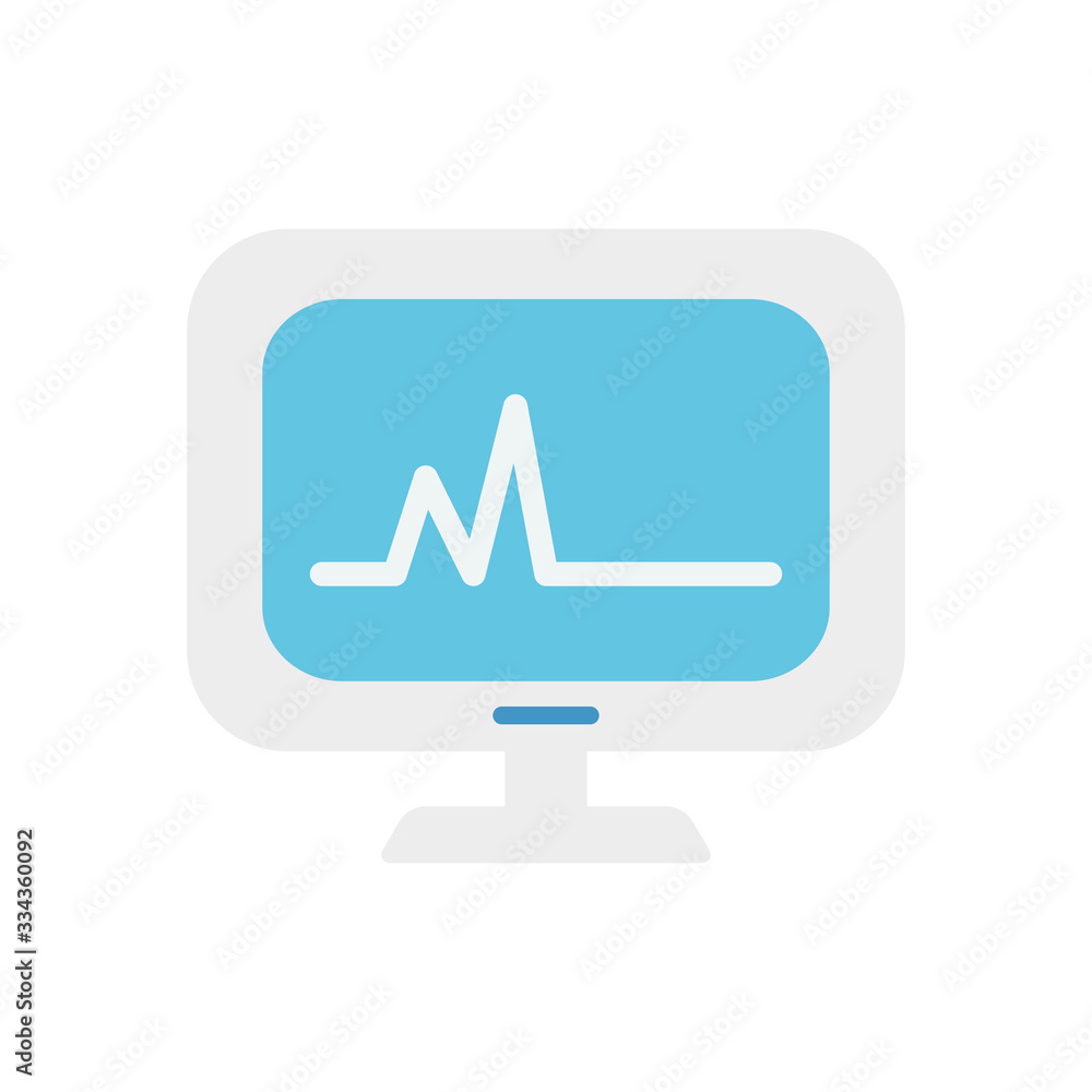 computer with cardio monitor on screen, flat style computer with cardio monitor on screen, flat style