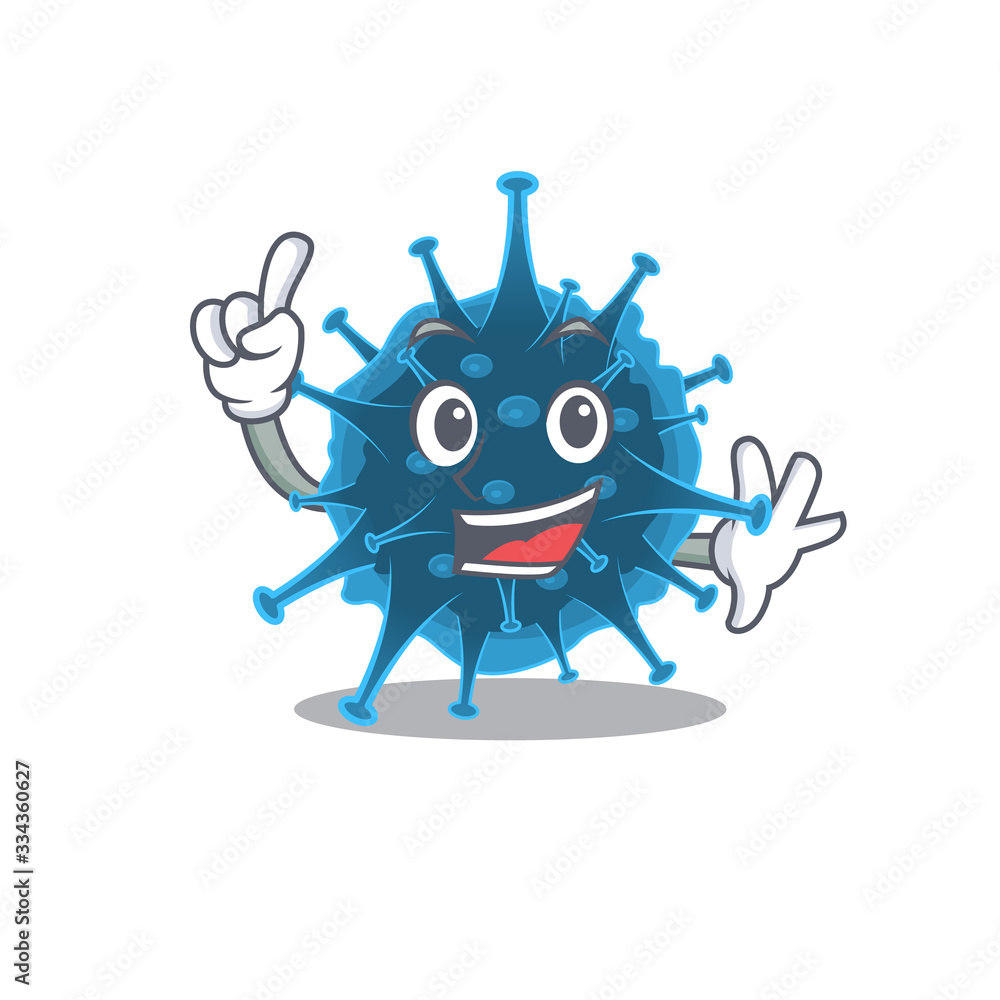 One Finger moordecovirus in mascot cartoon character style