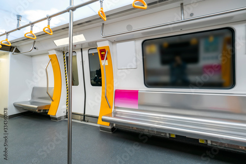 No one inside the subway car..
