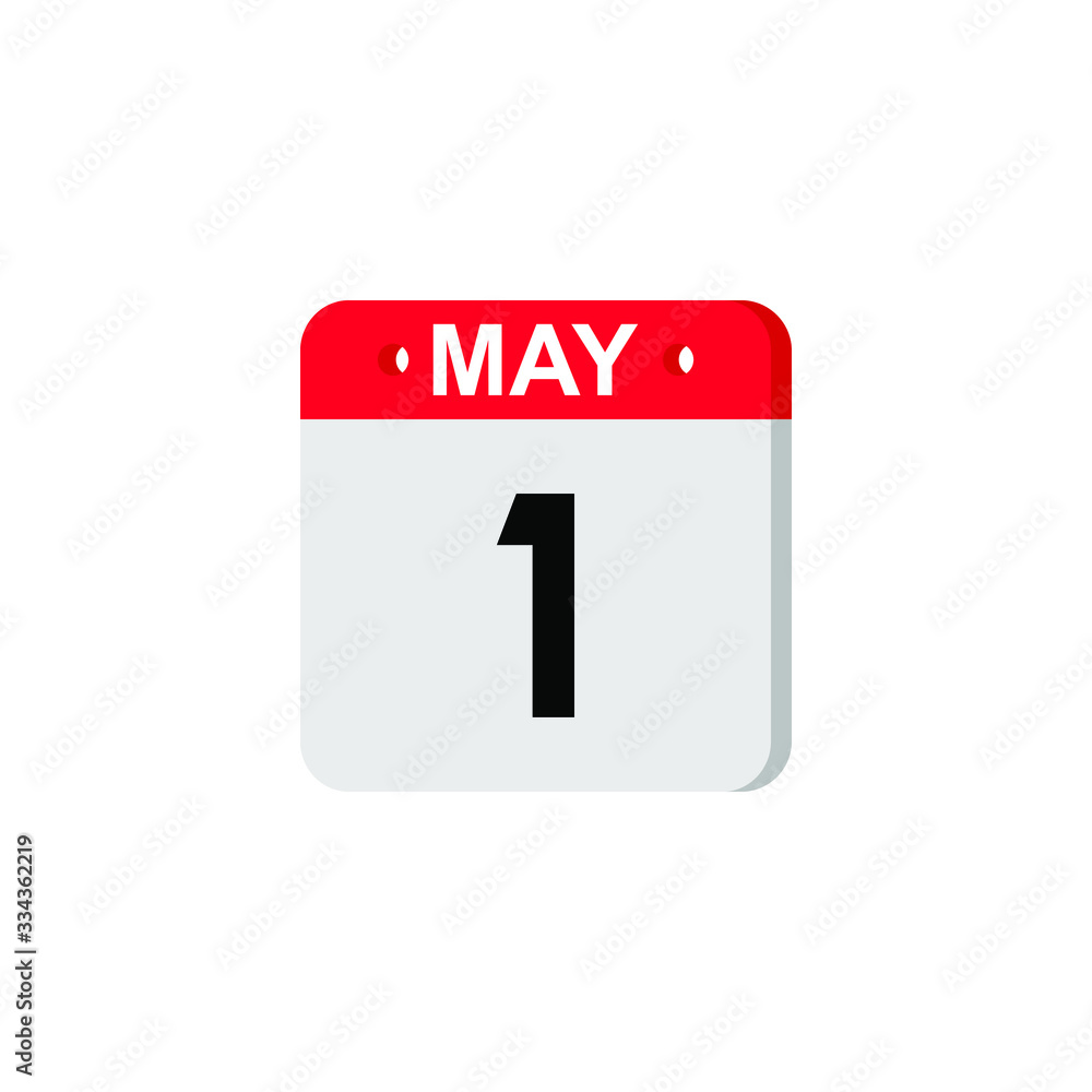 Icon calendar day - 1 May International Labor Day. Days of the year. Vector illustration flat style. Date day of month Sunday, Monday, Tuesday, Wednesday, Thursday, Friday, Saturday. Holidays in May Icon calendar day - 1 May International Labor Day. Days of the year. Vector illustration flat style. Date day of month Sunday, Monday, Tuesday, Wednesday, Thursday, Friday, Saturday. Holidays in May
