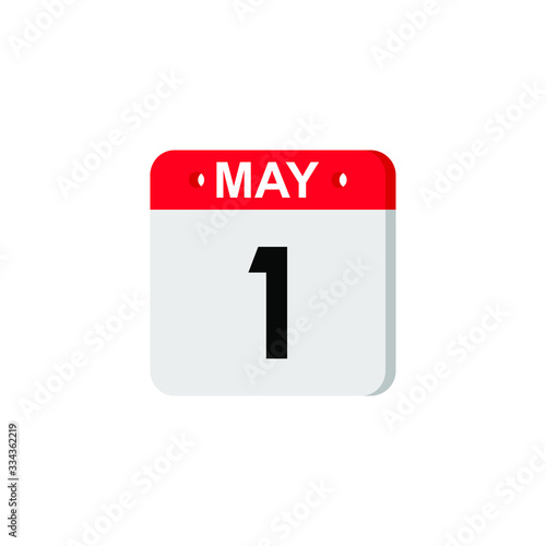 Icon calendar day - 1 May International Labor Day. Days of the year. Vector illustration flat style. Date day of month Sunday, Monday, Tuesday, Wednesday, Thursday, Friday, Saturday. Holidays in May