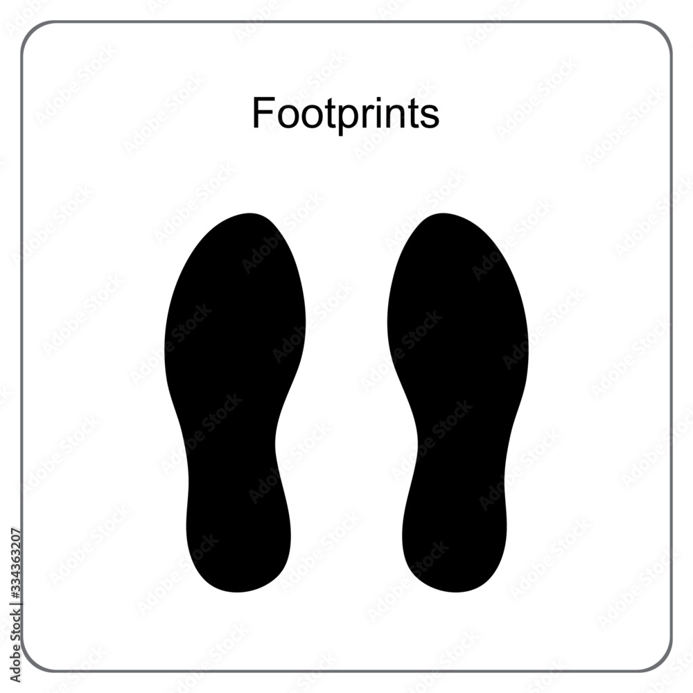 The silhouette of footprints. footsteps icon or sign for print. Vector illustration. The silhouette of footprints. footsteps icon or sign for print. Vector illustration.