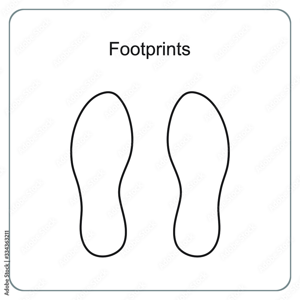 The lines of footprints. Footsteps icon or sign for print. Vector illustration. The lines of footprints. Footsteps icon or sign for print. Vector illustration.