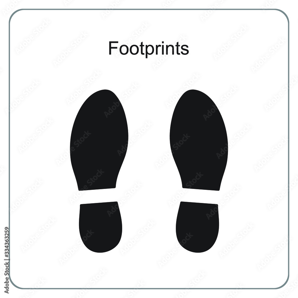 The silhouette of the footprints. footsteps icon or sign for print. Vector illustration. The silhouette of the footprints. footsteps icon or sign for print. Vector illustration.