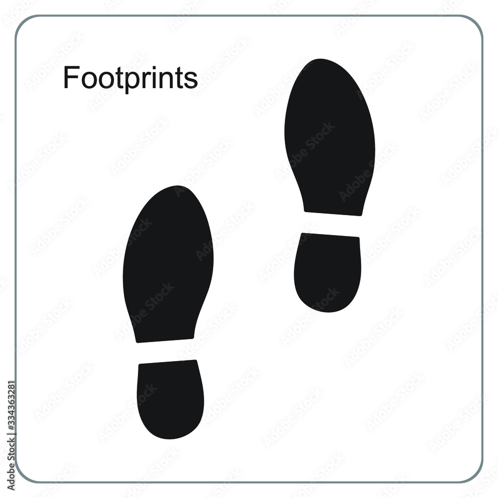 The silhouette of footprints. footsteps icon or sign for print. Vector illustration. The silhouette of footprints. footsteps icon or sign for print. Vector illustration.