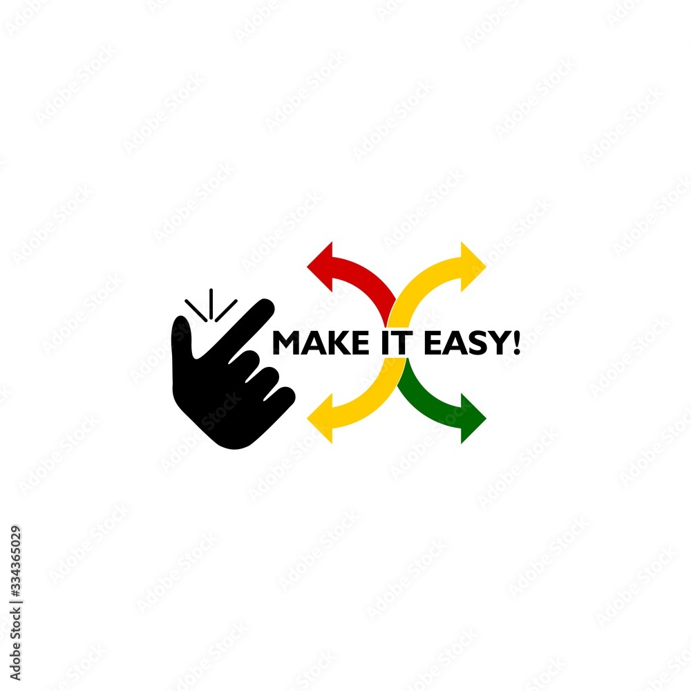 Snap finger like easy logo. Word writing text Make It Easy icon isolated on white background Snap finger like easy logo. Word writing text Make It Easy icon isolated on white background