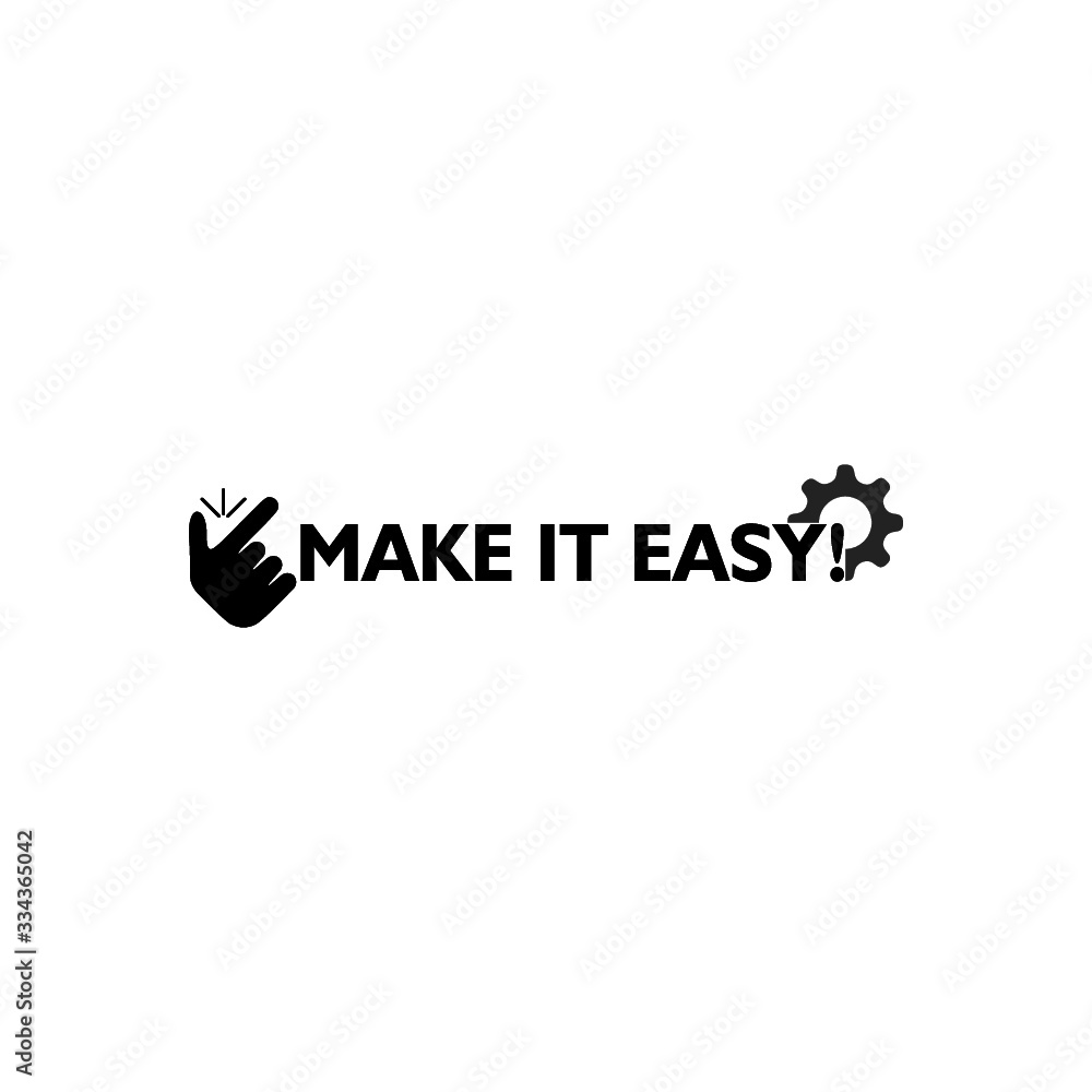 Snap finger like easy logo. Word writing text Make It Easy icon isolated on white background Snap finger like easy logo. Word writing text Make It Easy icon isolated on white background