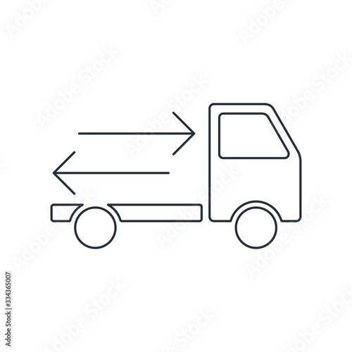Delivery, exchange, return of goods. Vector linear icon on a white background.