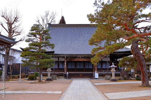 The small town`s historic ancient Japanese temple of Hida Furukawa town, Gifu. Japan. photo