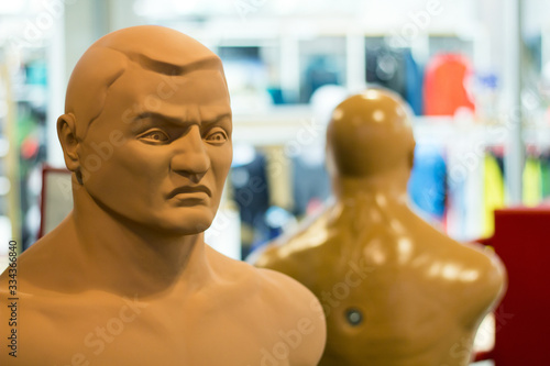 Bild auf Leinwand dummy for boxing and practicing blows in martial arts, karate