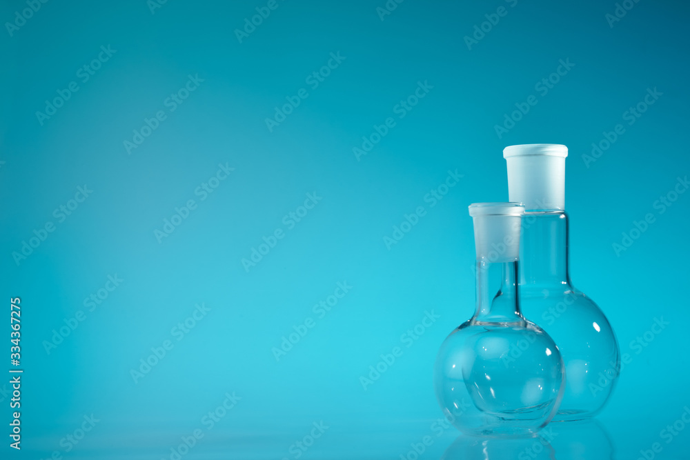 Chemical vessels. Glass flasks. Laboratory utensil. Chemical vessels. Glass flasks. Laboratory utensil.