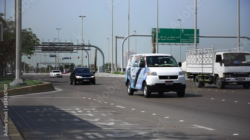 Traffic Timelapse in taken in Abu Dhabi Corniche highway. photo