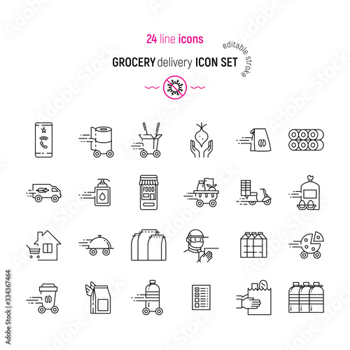 Linear Grocery Delivery Icons photo
