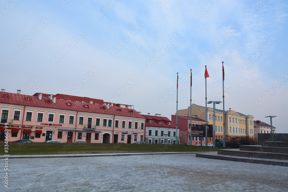 Minsk, Belarus - 29.03.2020: Minsk Upper Town, historical city center