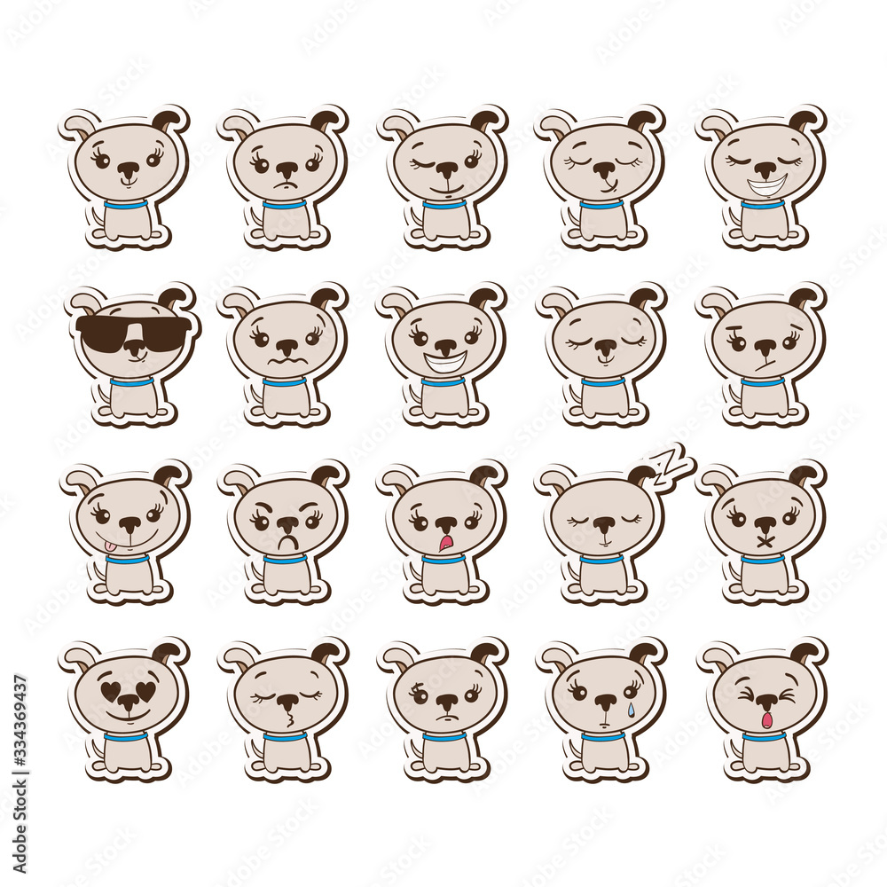 Funny puppy emoji set Funny puppy emoji set