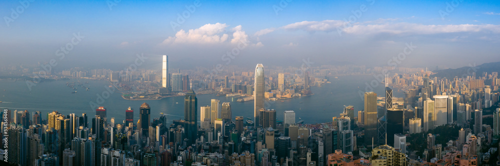 Hong Kong Cityscape Panoramic in fog