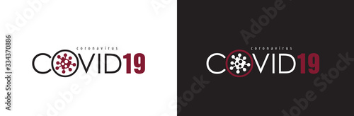 Covid-19 Coronavirus concept inscription typography design logo.
