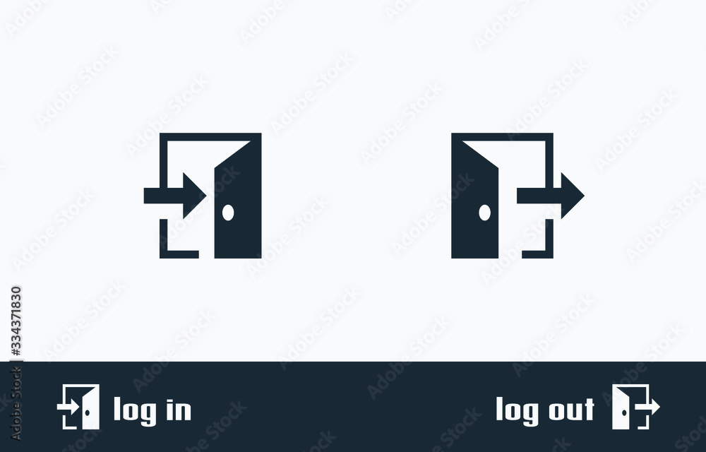 Log in and log out icons. Entry symbols Log in and log out icons. Entry symbols