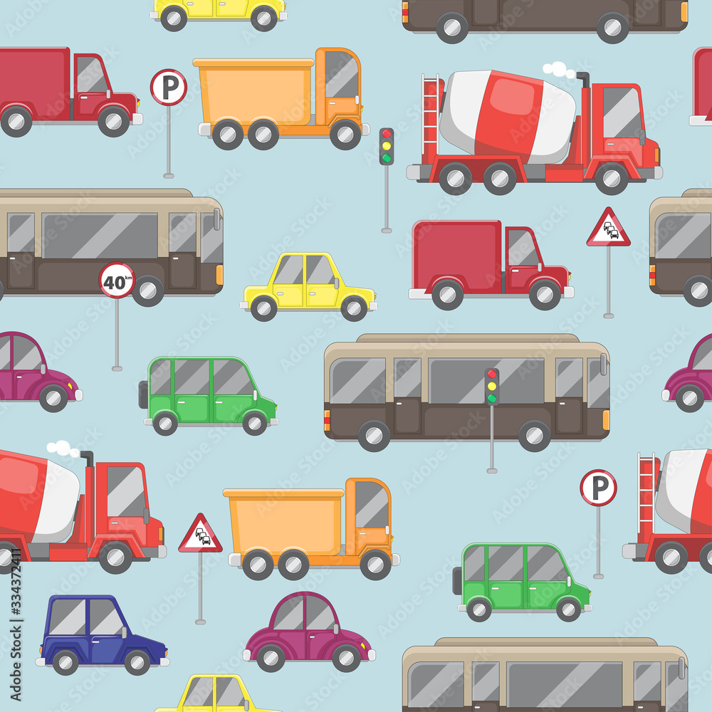 Seamless vehicle and traffic background Seamless vehicle and traffic background