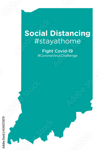 Indiana state map with Social Distancing stayathome tag