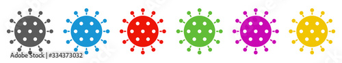 Coronavirus Icon in grau, blau, rot, grün, violett und orange