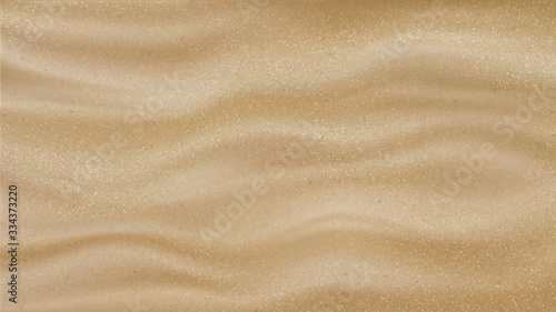 Desert Sand With Waves Pattern Background Vector. Rough Grainy Sand Quartz Material. Silica Gravel Nature Sandy Wilderness Landscape Or Beach Design Mockup Realistic 3d Illustration © PikePicture