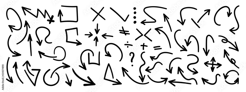 Arrow hand drawn icons vector set Arrow hand drawn icons vector set